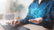 © Garun Studios - A person using a laptop with AI technology graphics symbolizes automation, artificial intelligence, and data-driven innovation for smarter workflow and productivity.