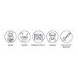 © goesti - Set of medical icons representing common side effects nausea diarrhea decreased appetite dizziness and injection site reaction