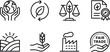 © Roksana - Set of eight minimalist line art icons representing sustainability ecology farming and fair trade concepts vector