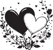 © hamzazulfiqarart - Overlapping hearts with floral elements, black and white romantic vector for love, celebration, and seasonal design themes