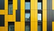 © Viktor - Modern building facade with vibrant yellow, black panels. Contemporary architecture exterior features geometric abstract pattern, windows. Colorful urban apartment house wall with unique design. New