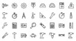 © Îkhlas Art Zøne - Collection of hand drawn engineering and construction tools icons in a grid layout on white background