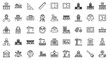 © Îkhlas Art Zøne - Collection of hand drawn architectural icons representing buildings construction tools and design elements on white background