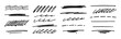 © babayuka - Marker brush stroke lines. Crayon scribble stripes. Rough vector pencil dash lines, pencil underlines, marker squiggles. Rough texture sketch emphasis collection. Freehand handwriting dividers bg