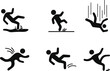 © ausy-icon - Slip, Trip, and Fall Hazard Warning Icons Set