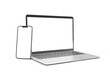 © sdecoret - Mobile phone and laptop isolated on transparent background 3d rendering