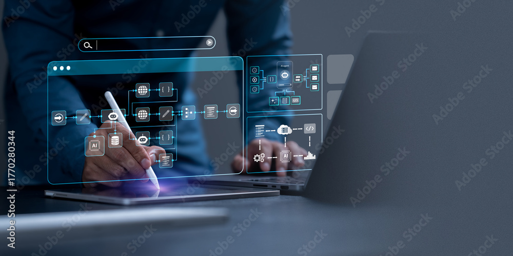 AI automation workflow diagram, artificial intelligence software ...