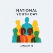 © Stockbundles - Colorful silhouettes of diverse people celebrating national youth day isolated on white background, promoting unity, diversity, and youth empowerment on january 12th