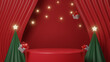 © Nuchjaree - 3D podium display, Christmas background for presentation sale product. Product display, mockups, showrooms and showcases and festive decoration for christmas discount design. 3d rendering illustration