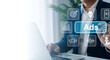 © ROTNA AKTER - Person using laptop with digital advertising icons