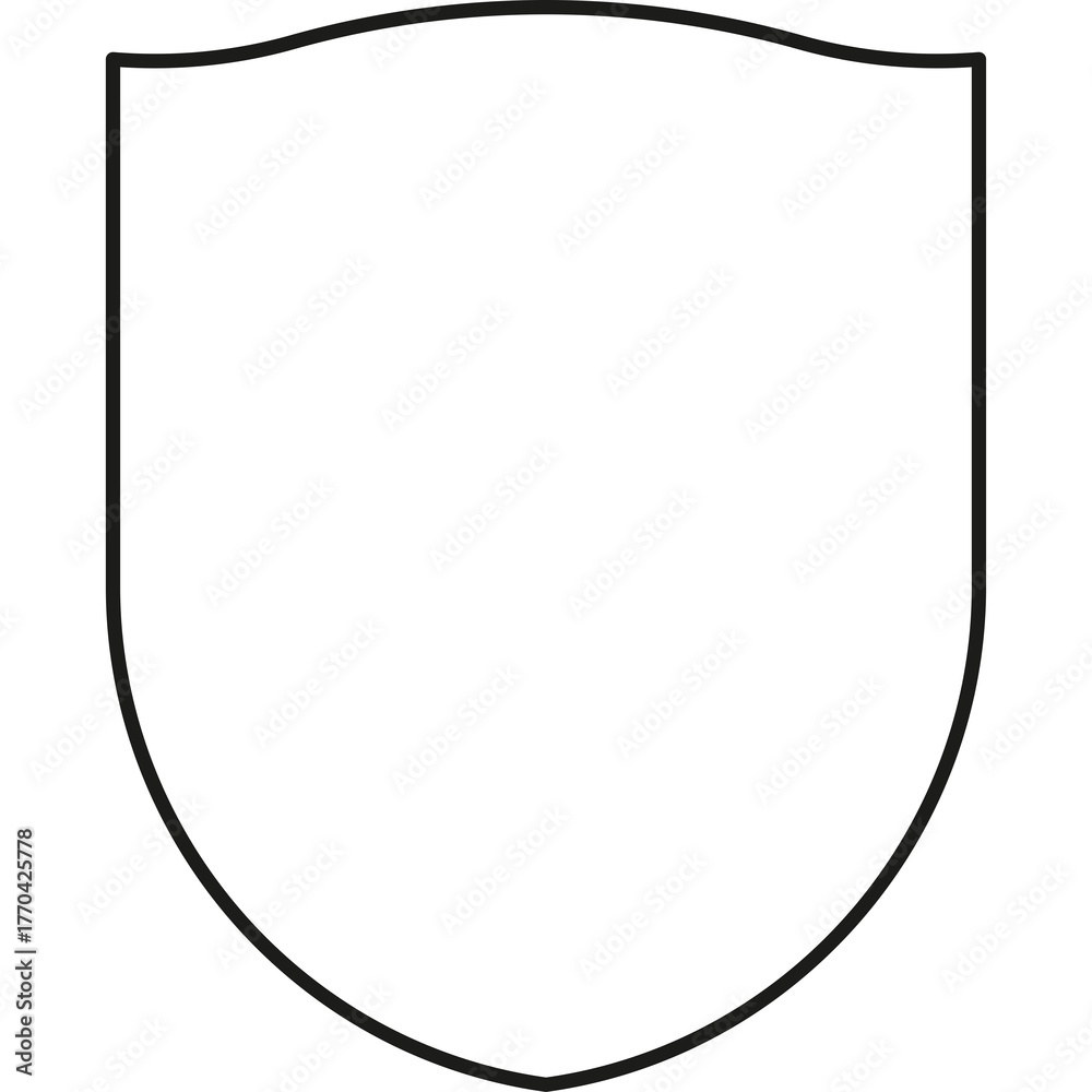 Simple Outline Of A Blank Shield Emblem On A Transparent Background ...
