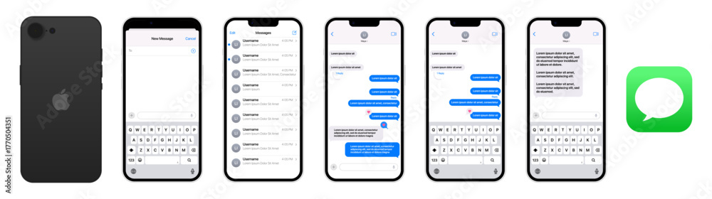 Apple iMessage interface mockup on iPhone with iOS 26 showing Messages ...