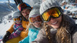© Dzmitry - Joyful family on a ski lift at a snowy ski resort enjoying winter fun together