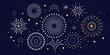© Partha - Festive dark blue background with stylized white and gold fireworks and sparkling stars