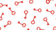 © Mikeyu - A charming seamless pattern features various red keys with heart-shaped bows scattered across a clean white background, symbolizing love and unlocking possibilities.