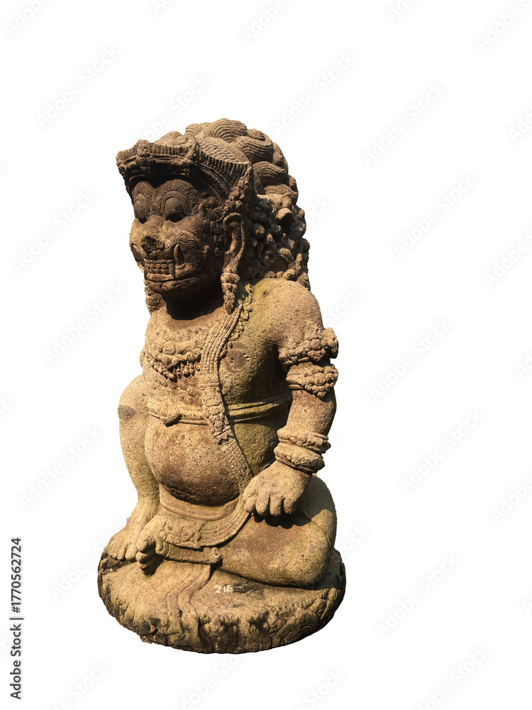 Foto Ancient stone sculpture of Dwarapala, the fearsome Hindu-Buddhist ...
