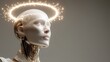 © Nick - Futuristic AI Artificial Intelligence angel with glowing halo robot portrait of digital angel with shiny head and golden neck