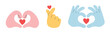 © Yaryna - Set of hands showing heart shape, making love sign. Love, care and empathy concept.
