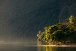 © Connect Images - Serene lake with lush green trees under warm sunlight and dense forest backdrop. Saleman Village, Seram Island, Maluku, Indonesia