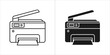 © MST - Scanner printer icon set, representing office equipment for scanning and printing