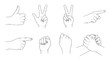 © Luiz  Fernando - Vector of human hands in different gestures, minimal line art style, isolated on white background