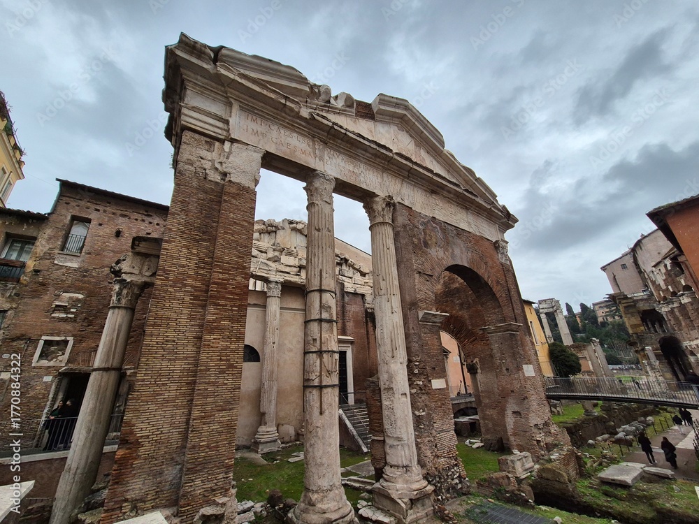 Damaged Rome Photo Stock Rome, Italy - 11 January 2025. The Portico of Octavia’s ...