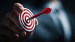 © pinkrabbit - set goals for work. dart aiming at the target center business. goal, aiming marketing target metaphor, Succeed dart board, defines objectives, success investment ideas, winner, Generate by AI