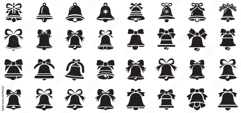 bell bells set collection pack bundle black shape icon silhouette ...