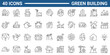 © ricky_and - Green Building Web Icon Set in Line or outline Style. Icon For Web and Mobile App. Linear icon collection. Editable stroke. Vector illustration.