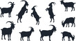 © CreativeAlim02 - Collection of silhouette goat poses for farm livestock and wildlife design elements isolated on transparent background