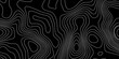 © Atikur - white background with abstract topographic whit color grid line topo map black background., depicting elevation changes in an abstract representation