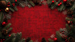 © menon - Cozy christmas decor festive red plaid background holiday theme decorative border warm atmosphere