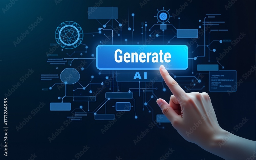 Generate with AI button. Artificial intelligence and Machine learning ...