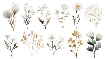 Naklejka na meble watercolor wildflower clipart set