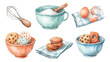 © Maina - Colorful Illustration of Baking Ingredients and Cookies on Transparent Background