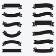 © Mamunur - Modern Ribbon Banner Icon Set – 12 Minimal Black Designs in Grid Layout