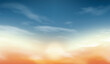 © goku4501 - Soft gradient sunrise sky background with gentle clouds and warm orange-blue tones. Perfect for posters, social media, web design, or inspirational artwork. Calm and uplifting atmosphere