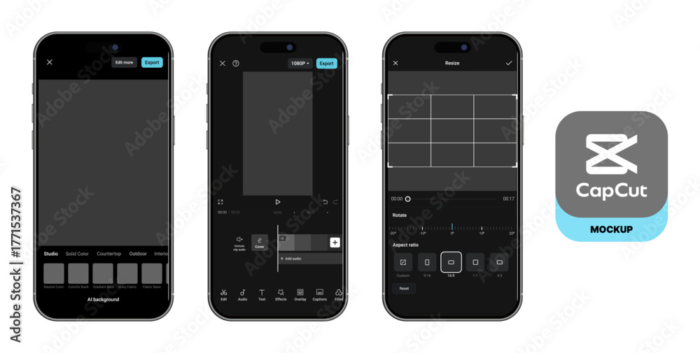 CapCut mockup. CapCut UI design. CapCut video editing interface. Stock ...