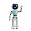 © Salina - Friendly white robot waving hello isolated on transparent background