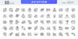 © RI Rafiq - Aviation linear icon set. Visa, passport, migrant, customs officer, border, location, airplane, ticket, wifi, vector line icons. Editable stroke design