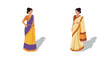 © Maureen - Elegant isometric women in traditional indian sarees with vibrant colors and styles