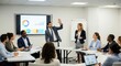 © Ciara - Business Meeting Presentation with Diverse Team Discussing Growth Charts and Data Analysis in Modern Office Conference Room