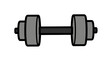© Felippe Lopes - A cartoon-style illustration of a gray dumbbell with a black outline on a transparent background for fitness and strength training.