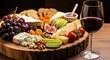 © thiago - Gourmet Cheese Board Arrangement With Red Wine Glass Appetizer Platter Celebration