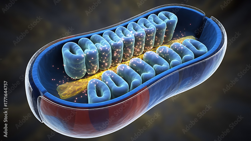 Ilustración de Stock 3D visualization of a mitochondrion structure ...