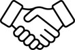 © T Design pro - Handshake outline icon, Black outline of two hands shaking, symbolizing agreement, partnership, greeting, or cooperation. Commonly used to represent business deals, teamwork, or unity.