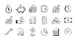 © Cretovi - Collection of hand drawn financial money icons silhouette