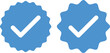 © creativeKawsar - Blue Check Mark and Profile Approved icon set. Verified badge symbol. Blue tick mark icons collection. Social media profile blue check sign