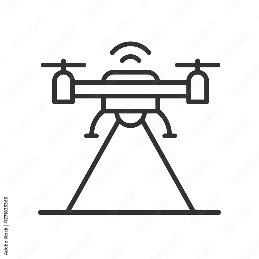 Image vectorielle Stock Drone delivery icon in line design. drone ...