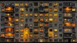© panumas - Large building with many windows lit up at night. Scene is warm and inviting